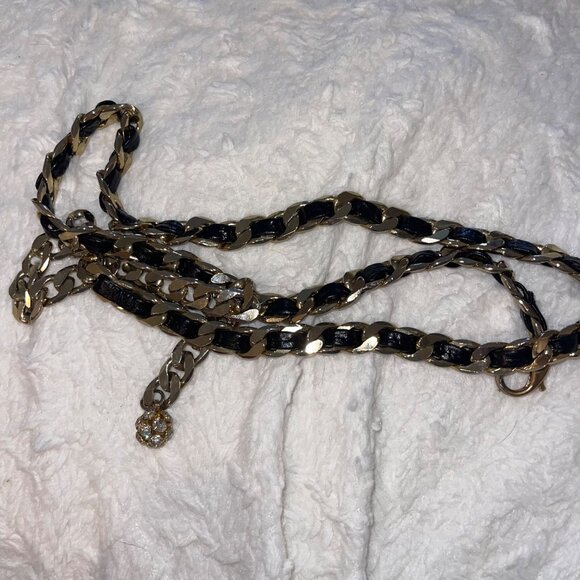 Vintage Womens Waist Belt One Size Leather Gold Chain Casual main image 9